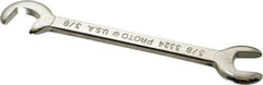 Proto - 3/8" Stubby Open End Wrench - 3-3/4" OAL, Double End, Satin Finish, 15° & 75° Head Angle - Eagle Tool & Supply