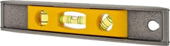 Stanley - Magnetic 9" Long 3 Vial Torpedo Level - Aluminum, Silver/Yellow, 1 45°, 1 Level & 1 Plumb Vials - Eagle Tool & Supply