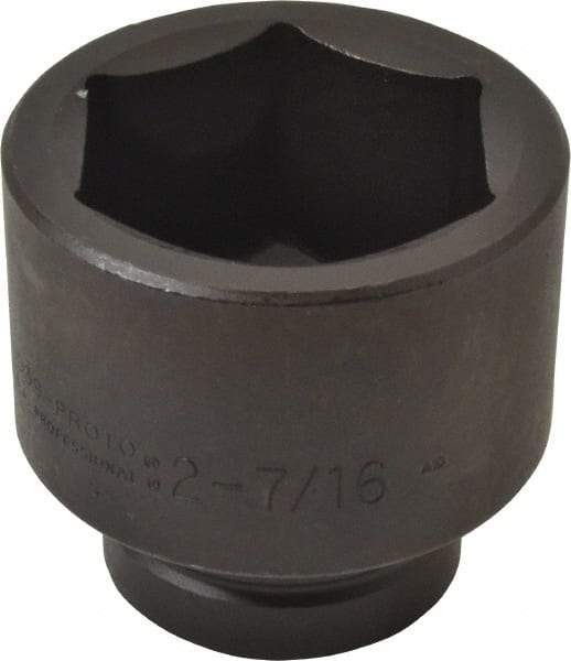 Proto - 1" Drive 2-7/16" Standard Impact Socket - 6 Points, 3-25/64" OAL - Eagle Tool & Supply