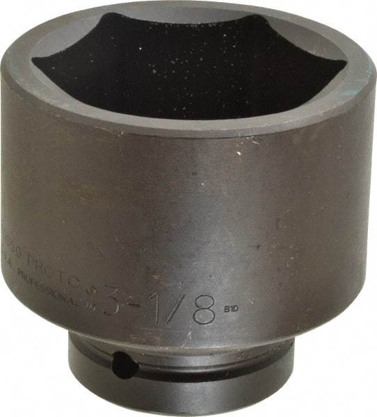 Proto - 1" Drive 3-1/8" Standard Impact Socket - 6 Points, 4-1/16" OAL - Eagle Tool & Supply