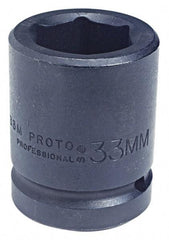 Proto - 1" Drive 22mm Standard Impact Socket - 6 Points, 2-7/16" OAL - Eagle Tool & Supply