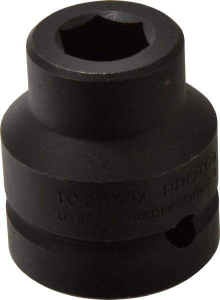 Proto - 1" Drive 19mm Standard Impact Socket - 6 Points, 2-7/16" OAL - Eagle Tool & Supply