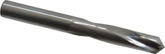 Atrax - 19/64" 135° Spiral Flute Solid Carbide Screw Machine Drill Bit - Bright Finish, Right Hand Cut, 1-9/16" Flute Length, 2-3/4" OAL, Split Point, Straight Shank - Eagle Tool & Supply