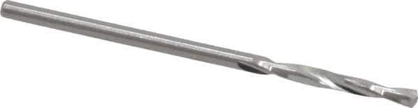 Atrax - #48 135° Spiral Flute Solid Carbide Screw Machine Drill Bit - Bright Finish, Right Hand Cut, 11/16" Flute Length, 1-11/16" OAL, Split Point, Straight Shank - Eagle Tool & Supply