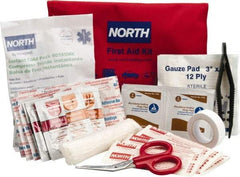 North - 39 Piece, 10 Person, Multipurpose/Auto/Travel First Aid Kit - 4-1/2" Wide x 1-1/2" Deep x 7" High, Nylon Bag - Eagle Tool & Supply