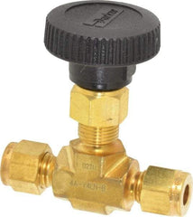 Parker - 3,000 Max psi, 1/4" Pipe, Brass, Inline Instrumentation Needle Valve - Eagle Tool & Supply
