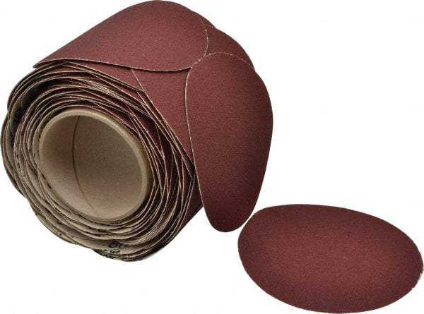 3M - 5" Diam, 80 Grit Ceramic Adhesive PSA Disc - Medium Grade, Red, F Weighted Backing, Flexible, Use with Random Orbital Sanders - Eagle Tool & Supply