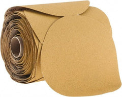 3M - 5" Diam, 80 Grit Aluminum Oxide Adhesive PSA Disc - Medium Grade, Gold, Polyester Backing, Flexible, Use with Random Orbital Sanders - Eagle Tool & Supply