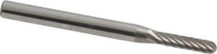 Atrax - 3/32" Cut Diam, 1/8" Shank Diam, Cylinder with Radius Head Single Cut Burr - Carbide, Radius End, 7/16" LOC, 1-1/2" OAL - Eagle Tool & Supply