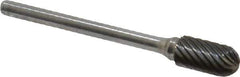 Atrax - 1/4" Cut Diam, 1/8" Shank Diam, Cylinder with Radius Head Single Cut Burr - Carbide, Radius End, 1/2" LOC, 1-3/4" OAL - Eagle Tool & Supply