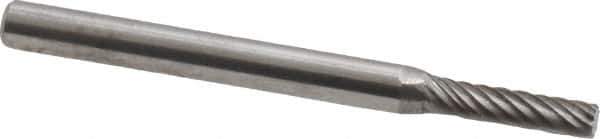 Atrax - 3/32" Cut Diam, 1/8" Shank Diam, Cylinder Head Single Cut Burr - Carbide, Flat End, 7/16" LOC, 1-1/2" OAL - Eagle Tool & Supply