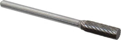 Atrax - 3/16" Cut Diam, 1/8" Shank Diam, Cylinder Head Single Cut Burr - Carbide, Flat End, 1/2" LOC, 1-1/2" OAL - Eagle Tool & Supply