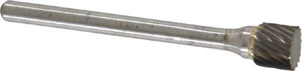 Atrax - 1/4" Cut Diam, 1/8" Shank Diam, Cylinder Head Single Cut Burr - Carbide, Flat End, 3/16" LOC, 1-7/16" OAL - Eagle Tool & Supply