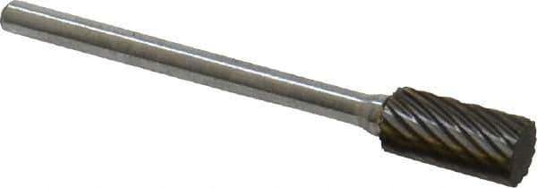 Atrax - 1/4" Cut Diam, 1/8" Shank Diam, Cylinder Head Single Cut Burr - Carbide, Flat End, 1/2" LOC, 1-1/2" OAL - Eagle Tool & Supply