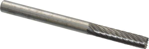 Atrax - 1/8" Cut Diam, 1/8" Shank Diam, Cylinder with End Cut Head Single Cut Burr - Carbide, End Cut End, 9/16" LOC, 1-1/2" OAL - Eagle Tool & Supply