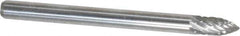 Atrax - 1/8" Cut Diam, 1/8" Shank Diam, Tree Head Double Cut Burr - Carbide, Point End, 1/4" LOC, 1-1/2" OAL - Eagle Tool & Supply