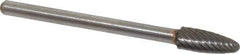 Atrax - 3/16" Cut Diam, 1/8" Shank Diam, Tree with Radius Head Single Cut Burr - Carbide, Radius End, 1/2" LOC, 1-1/2" OAL - Eagle Tool & Supply