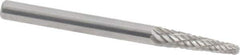 Atrax - 1/8" Cut Diam, 1/8" Shank Diam, Taper Head Double Cut Burr - Radius End, 1/2" LOC, 1-1/2" OAL - Eagle Tool & Supply