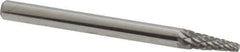 Atrax - 1/8" Cut Diam, 1/8" Shank Diam, Cone Head Double Cut Burr - Carbide, Point End, 3/8" LOC, 1-1/2" OAL - Eagle Tool & Supply