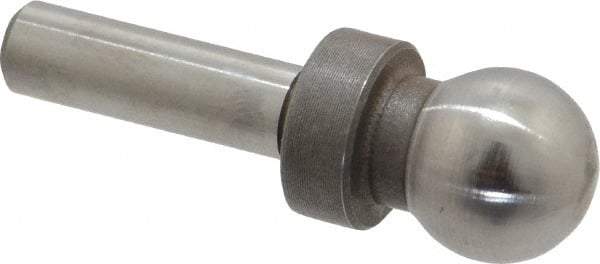 Jergens - 1/2" Ball Diam, 1/4" Shank Diam, Steel Inspection Tooling Ball - Slip-Fit Shank, 1-3/8" Ball Center to Shank Bottom, 1/2" Ball Center to Shoulder Bottom, with Shoulder - Eagle Tool & Supply