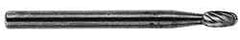 M.A. Ford - 1/8" Cut Diam, 1/8" Shank Diam, Oval Head Single Cut Burr - Carbide, Radius End, 7/32" LOC, 1-1/2" OAL - Eagle Tool & Supply