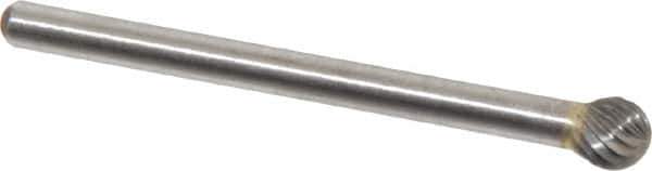 Atrax - 3/16" Cut Diam, 1/8" Shank Diam, Ball Head Single Cut Burr - Carbide, Radius End, 3/16" LOC, 1-1/2" OAL - Eagle Tool & Supply