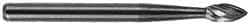 M.A. Ford - 3/16" Cut Diam, 1/8" Shank Diam, Flame Head Single Cut Burr - Carbide, Radius End, 3/8" LOC, 1-1/2" OAL - Eagle Tool & Supply