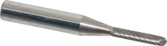 Atrax - 1/8" Cut Diam, 1/4" Shank Diam, Cylinder with Radius Head Single Cut Burr - Carbide, Radius End, 1/2" LOC, 1-1/2" OAL - Eagle Tool & Supply