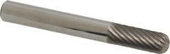 Atrax - 1/4" Cut Diam, 1/4" Shank Diam, Cylinder with Radius Head Single Cut Burr - Carbide, Radius End, 5/8" LOC, 2" OAL - Eagle Tool & Supply