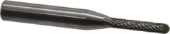 Atrax - 1/8" Cut Diam, 1/4" Shank Diam, Cylinder with Radius Head Double Cut Burr - Carbide, Radius End, 1/2" LOC, 2" OAL - Eagle Tool & Supply
