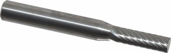 Atrax - 3/16" Cut Diam, 1/4" Shank Diam, Cylinder Head Single Cut Burr - Carbide, Flat End, 5/8" LOC, 2" OAL - Eagle Tool & Supply