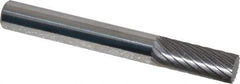 Atrax - 1/4" Cut Diam, 1/4" Shank Diam, Cylinder Head Single Cut Burr - Carbide, Flat End, 5/8" LOC, 2" OAL - Eagle Tool & Supply