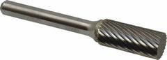 Atrax - 7/16" Cut Diam, 1/4" Shank Diam, Cylinder Head Single Cut Burr - Carbide, Flat End, 1" LOC, 2-3/4" OAL - Eagle Tool & Supply