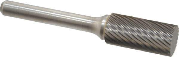 Atrax - 1/2" Cut Diam, 1/4" Shank Diam, Cylinder Head Single Cut Burr - Carbide, Flat End, 1" LOC, 2-3/4" OAL - Eagle Tool & Supply