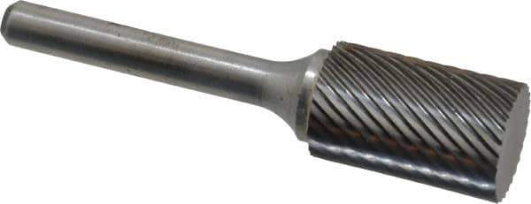 Atrax - 5/8" Cut Diam, 1/4" Shank Diam, Cylinder Head Single Cut Burr - Carbide, Flat End, 1" LOC, 2-3/4" OAL - Eagle Tool & Supply