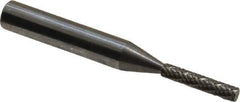 Atrax - 1/8" Cut Diam, 1/4" Shank Diam, Cylinder Head Double Cut Burr - Carbide, Flat End, 1/2" LOC, 2" OAL - Eagle Tool & Supply