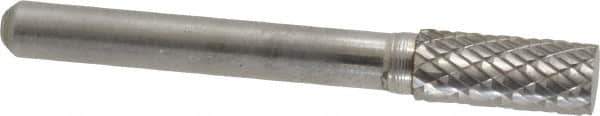 Atrax - 5/16" Cut Diam, 1/4" Shank Diam, Cylinder Head Double Cut Burr - Carbide, Flat End, 3/4" LOC, 2-1/2" OAL - Eagle Tool & Supply