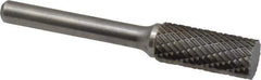 Atrax - 7/16" Cut Diam, 1/4" Shank Diam, Cylinder Head Double Cut Burr - Carbide, Flat End, 1" LOC, 2-3/4" OAL - Eagle Tool & Supply