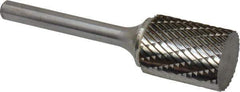 Atrax - 3/4" Cut Diam, 1/4" Shank Diam, Cylinder Head Double Cut Burr - Carbide, Flat End, 1" LOC, 2-3/4" OAL - Eagle Tool & Supply