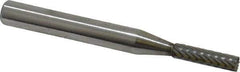 Atrax - 5/32" Cut Diam, 1/4" Shank Diam, Cylinder with End Cut Head Single Cut Burr - Carbide, End Cut End, 5/8" LOC, 2" OAL - Eagle Tool & Supply
