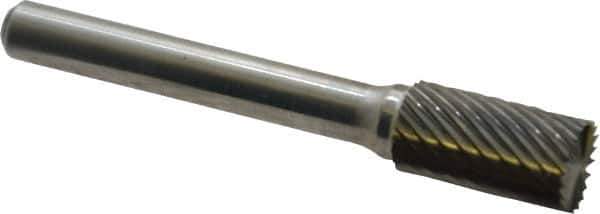 Atrax - 3/8" Cut Diam, 1/4" Shank Diam, Cylinder with End Cut Head Single Cut Burr - Carbide, End Cut End, 3/4" LOC, 2-1/2" OAL - Eagle Tool & Supply