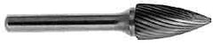 M.A. Ford - 5/8" Cut Diam, 1/4" Shank Diam, Tree Head Single Cut Burr - Carbide, Point End, 1" LOC, 3" OAL - Eagle Tool & Supply