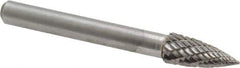 Atrax - 5/16" Cut Diam, 1/4" Shank Diam, Tree Head Double Cut Burr - Carbide, Point End, 3/4" LOC, 2-1/2" OAL - Eagle Tool & Supply
