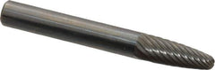 Atrax - 1/4" Cut Diam, 1/4" Shank Diam, Tree with Radius Head Single Cut Burr - Carbide, Radius End, 5/8" LOC, 2" OAL - Eagle Tool & Supply