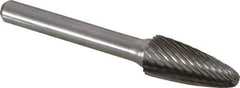 Atrax - 7/16" Cut Diam, 1/4" Shank Diam, Tree with Radius Head Single Cut Burr - Carbide, Radius End, 1" LOC, 2-3/4" OAL - Eagle Tool & Supply