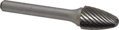 Atrax - 1/2" Cut Diam, 1/4" Shank Diam, Tree with Radius Head Single Cut Burr - Carbide, Radius End, 3/4" LOC, 2-1/2" OAL - Eagle Tool & Supply