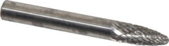 Atrax - 1/4" Cut Diam, 1/4" Shank Diam, Tree with Radius Head Double Cut Burr - Carbide, Radius End, 5/8" LOC, 2" OAL - Eagle Tool & Supply