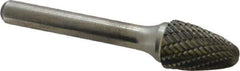 Atrax - 1/2" Cut Diam, 1/4" Shank Diam, Tree with Radius Head Double Cut Burr - Carbide, Radius End, 3/4" LOC, 2-1/2" OAL - Eagle Tool & Supply