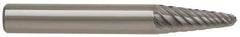 SGS Pro - 3/8" Cut Diam, 1/4" Shank Diam, Taper Head Single Cut Burr - Carbide, Radius End, 1-1/16" LOC - Eagle Tool & Supply