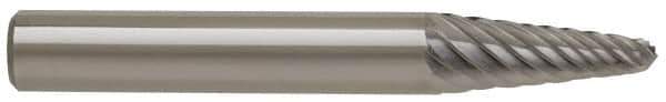 M.A. Ford - 3/16" Cut Diam, 1/8" Shank Diam, Taper Head Single Cut Burr - Carbide, Radius End, 1/2" LOC, 1-1/2" OAL - Eagle Tool & Supply
